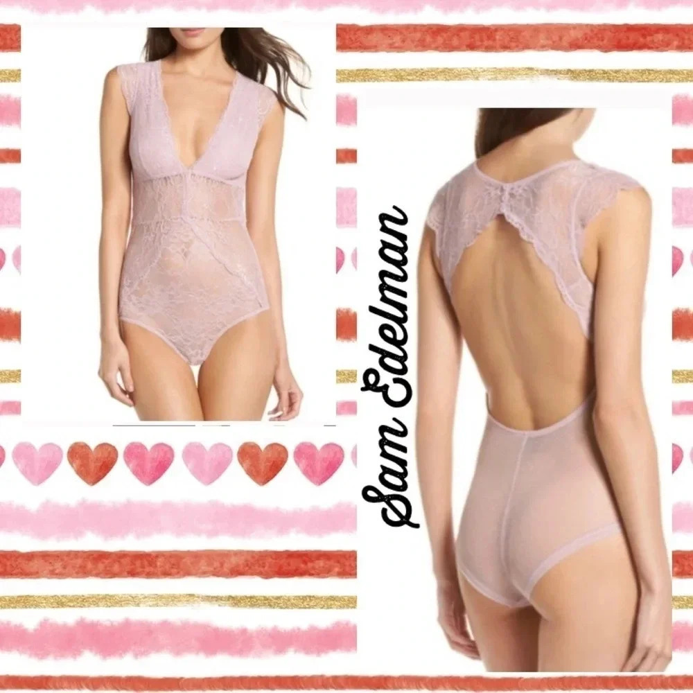 Sam Edelman Lace Cap Sleeve Bodysuit M